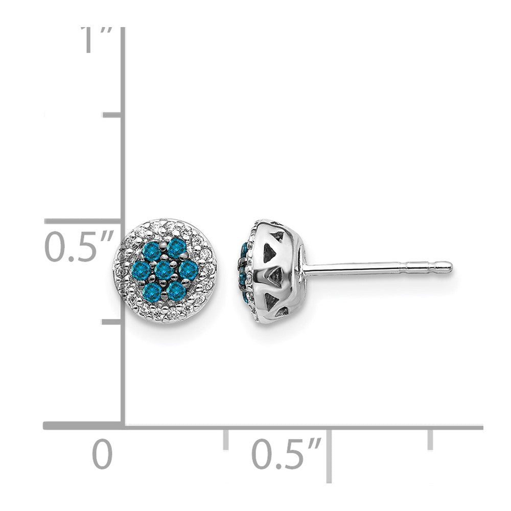 14K Weißgold Blau/Weiß Echte Diamant-Cluster-Ohrstecker