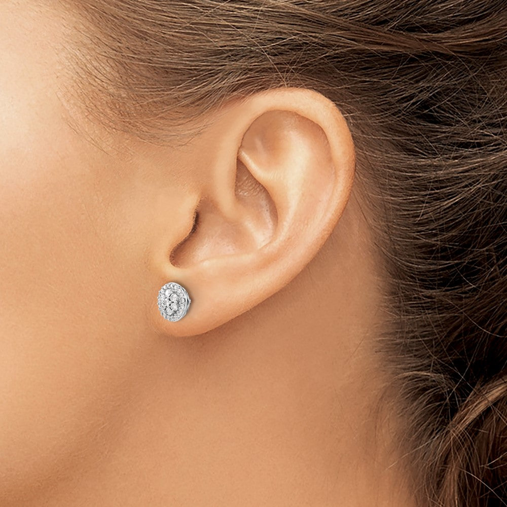 14K Weißgold Ohrstecker mit echten Diamanten im Cluster-Design