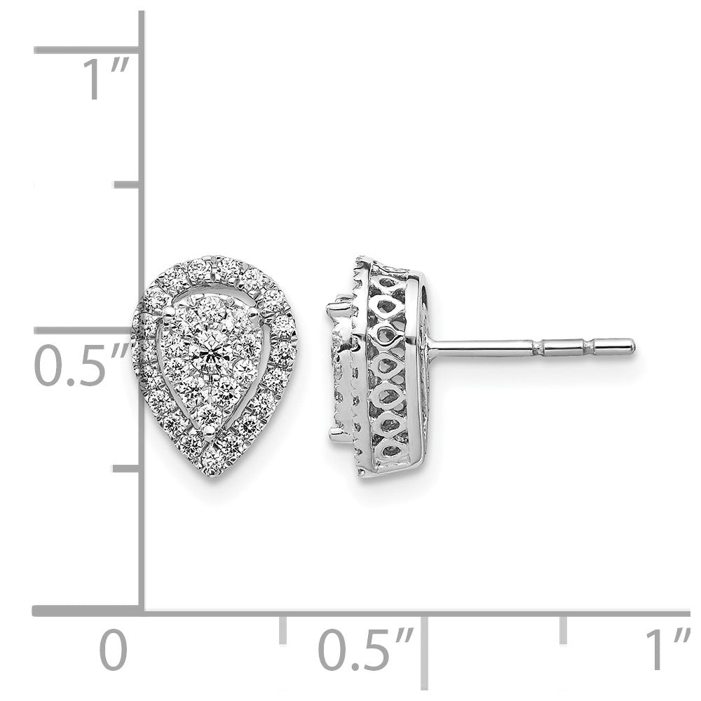 14K Weißgold Ohrstecker mit Echtdiamant-Cluster in Tropfenform
