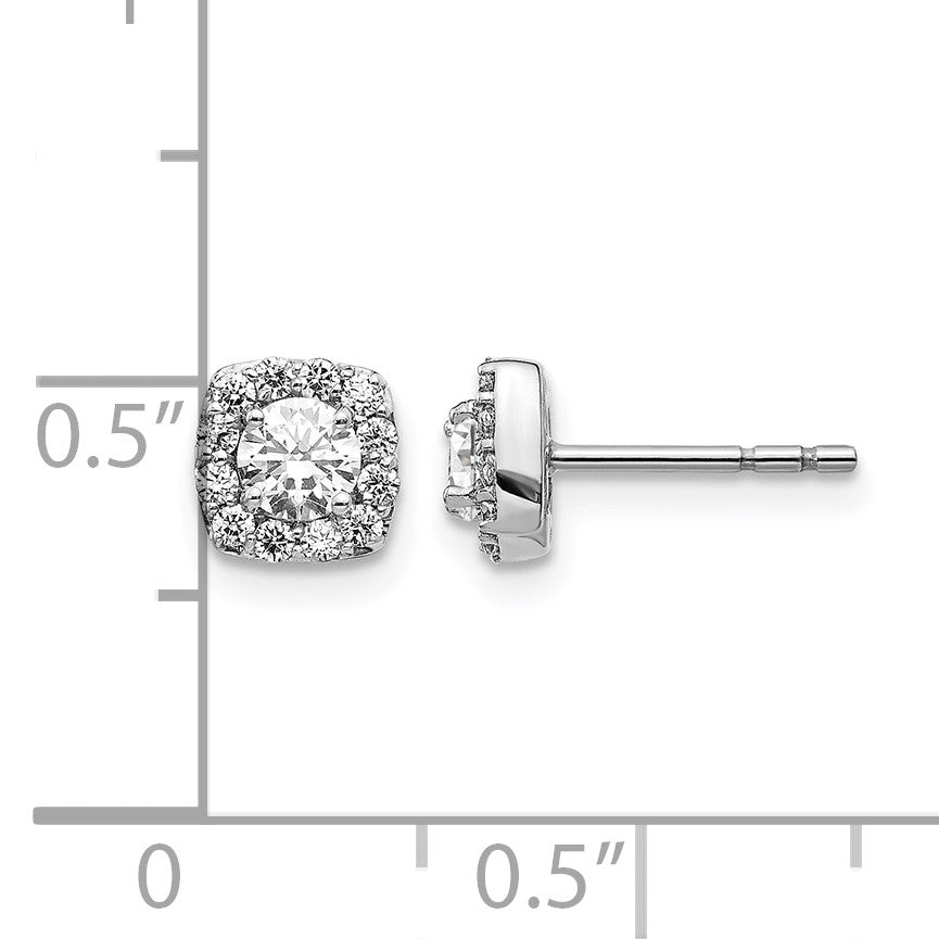 Diamant-Ohrringe (0,50 ct.) mit quadratischer Clusterfassung, 14K Weißgold, echte Diamanten