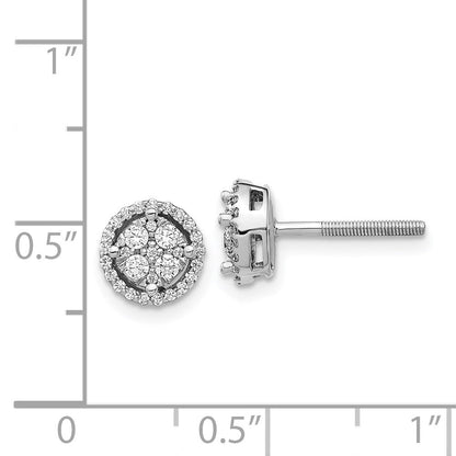 14K Weißgold Ohrstecker mit echten Diamanten, rund, Schraubverschluss