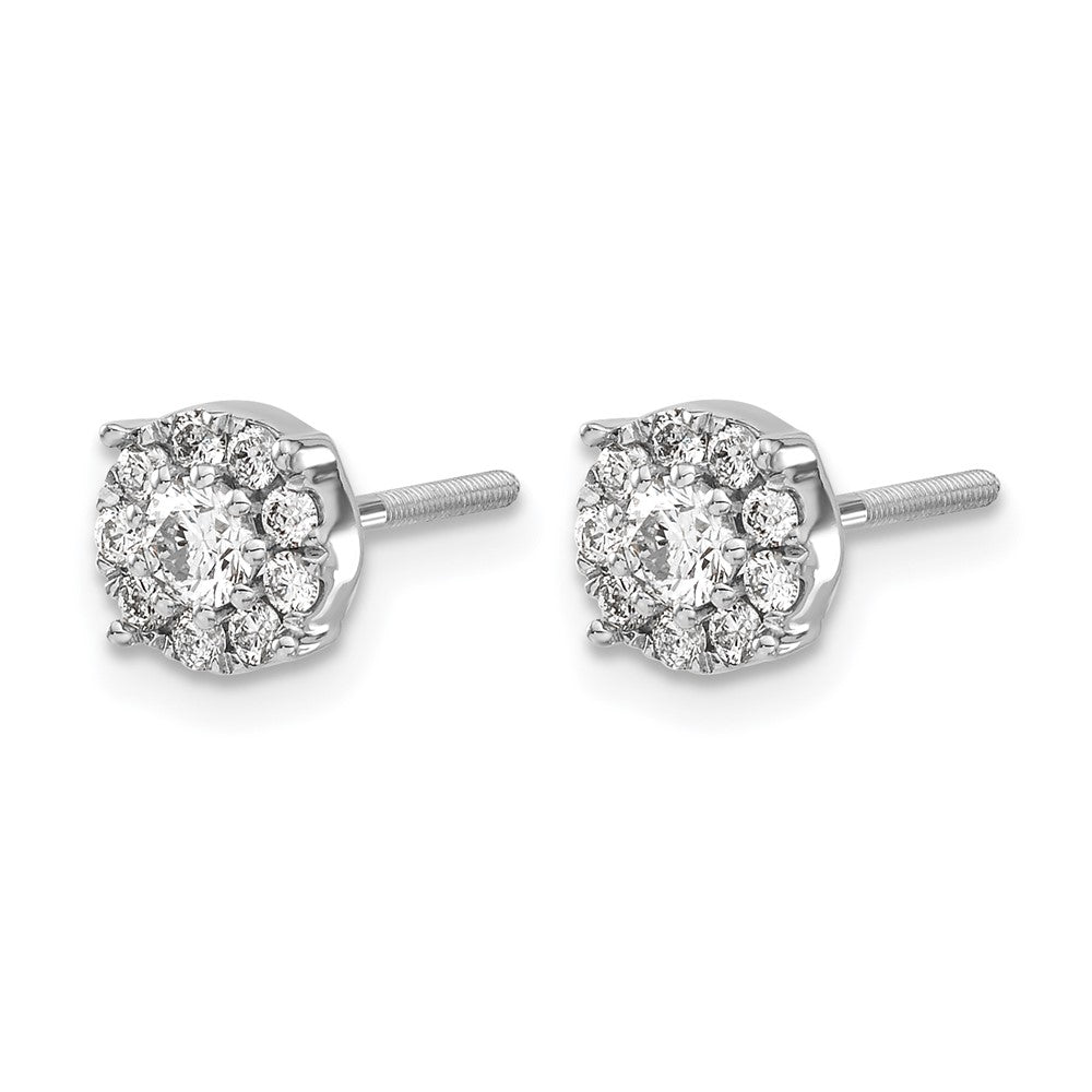 14K Weißgold Cluster-Ohrringe mit Laborgezüchteten Diamanten, 0,5 ct., VS/SI+, G+, mit Schraubverschluss