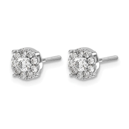 14K Weißgold Cluster-Ohrringe mit Laborgezüchteten Diamanten, 0,5 ct., VS/SI+, G+, mit Schraubverschluss