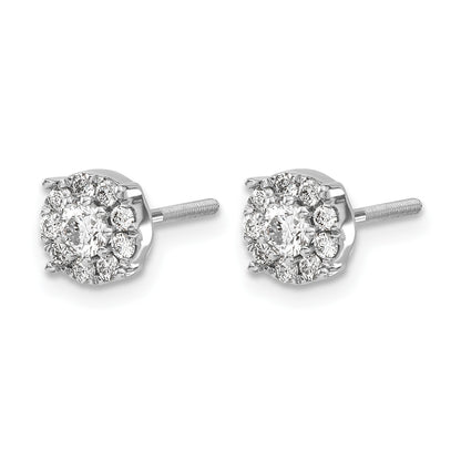 14K Weißgold Cluster-Ohrstecker mit Schraubverschluss und echten Diamanten