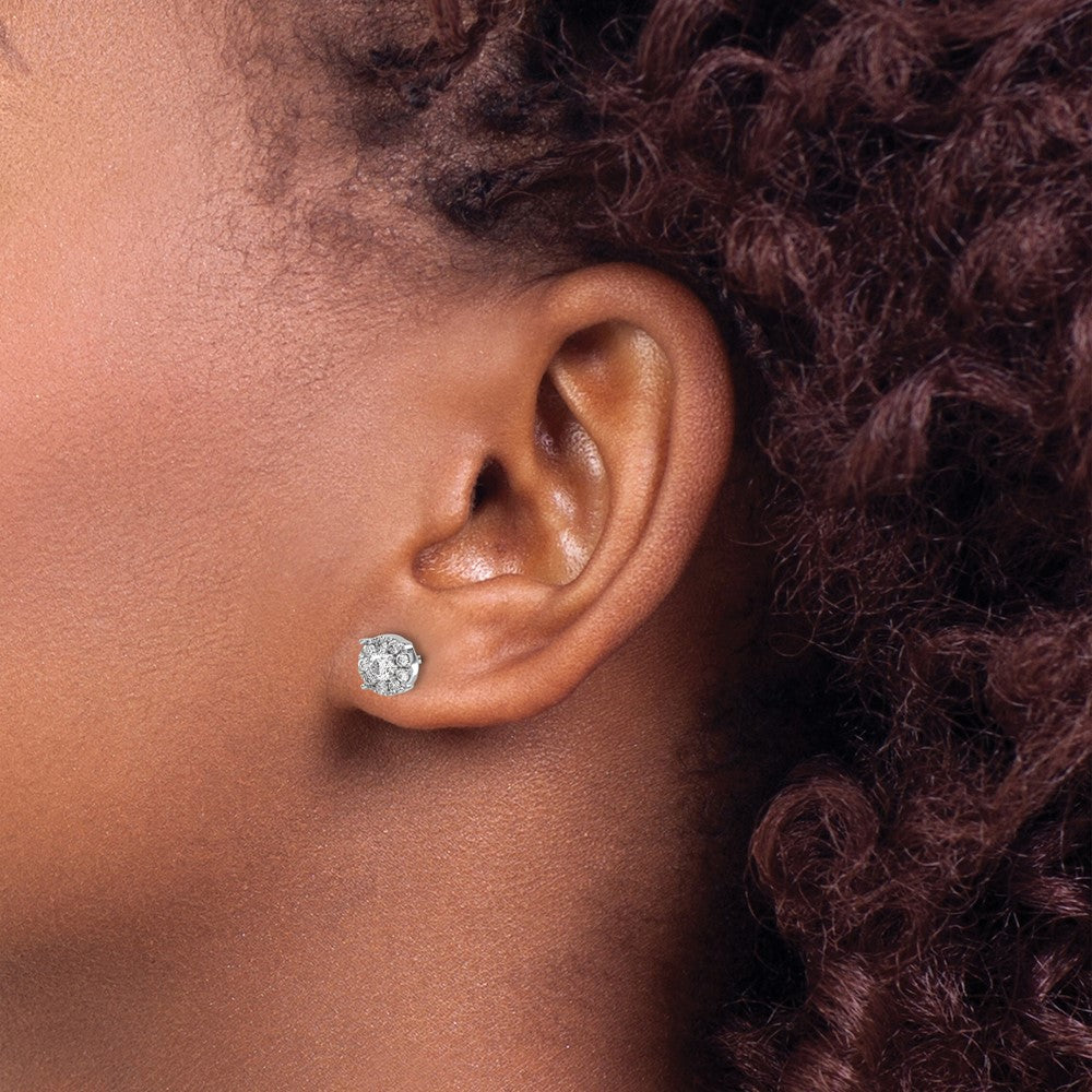 14K Weißgold Cluster-Ohrringe mit Laborgezüchteten Diamanten, 0,5 ct., VS/SI+, G+, mit Schraubverschluss