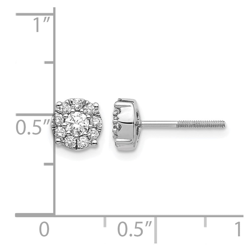 14K Weißgold Cluster-Ohrringe mit Laborgezüchteten Diamanten, 0,5 ct., VS/SI+, G+, mit Schraubverschluss