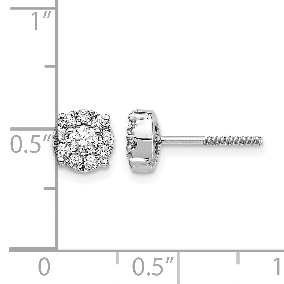 14K Weißgold Cluster-Ohrstecker mit Schraubverschluss und echten Diamanten