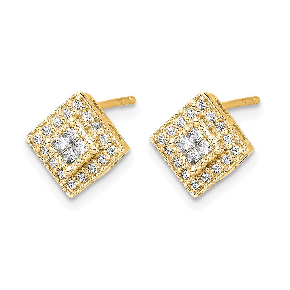 10K Gelbgold Poliert Diamant Ohrstecker