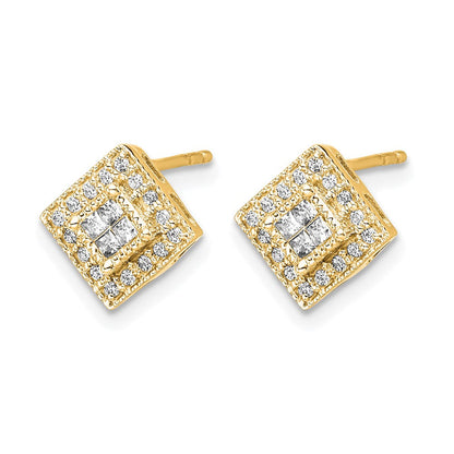 10K Gelbgold Poliert Diamant Ohrstecker