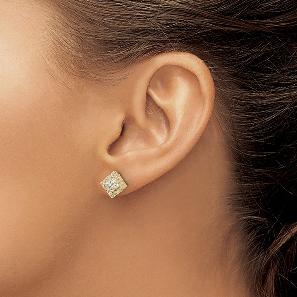 10K Gelbgold Poliert Diamant Ohrstecker