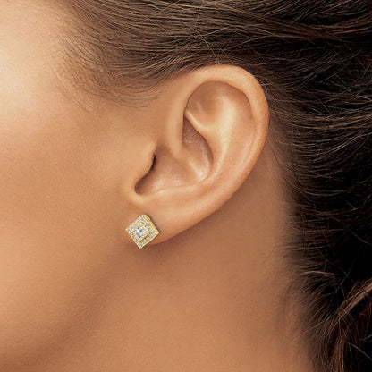 10K Gelbgold Poliert Diamant Ohrstecker