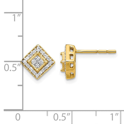 10K Gelbgold Poliert Diamant Ohrstecker