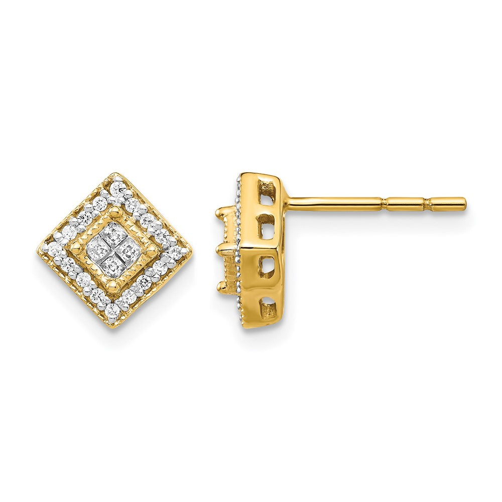 10K Gelbgold Poliert Diamant Ohrstecker