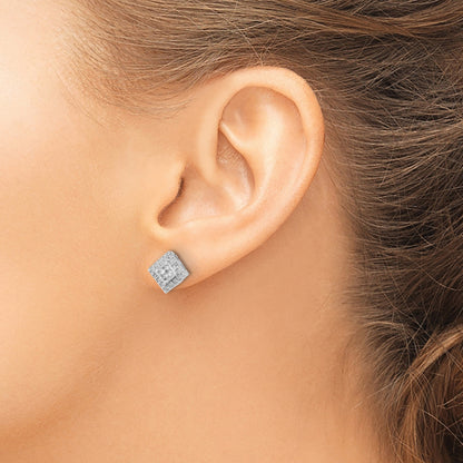 14K Weißgold Ohrstecker mit echten Diamanten