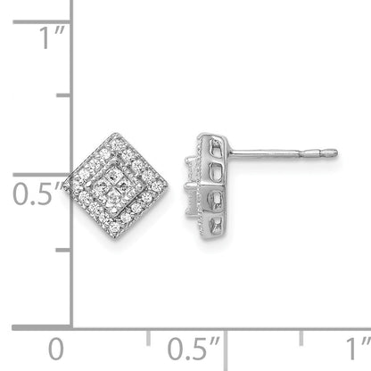 14K Weißgold Ohrstecker mit echten Diamanten