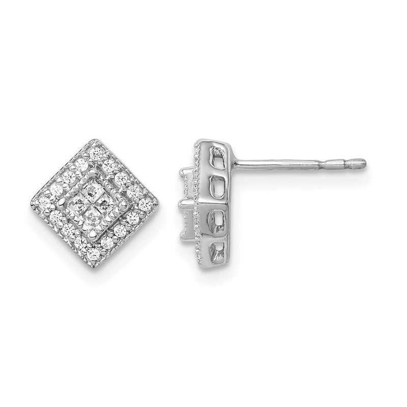 14K Weißgold Ohrstecker mit echten Diamanten