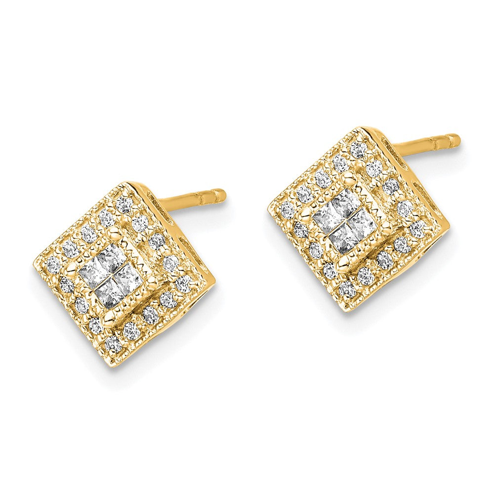14K Gelbgold Ohrstecker mit poliertem echten Diamanten