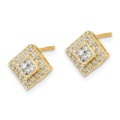 14K Gelbgold Ohrstecker mit poliertem echten Diamanten