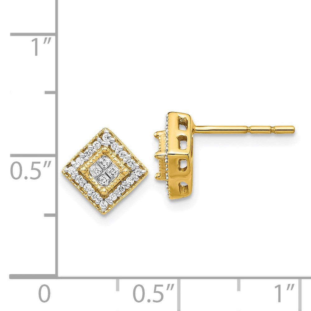 14K Gelbgold Ohrstecker mit poliertem echten Diamanten
