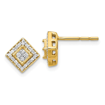 14K Gelbgold Ohrstecker mit poliertem echten Diamanten