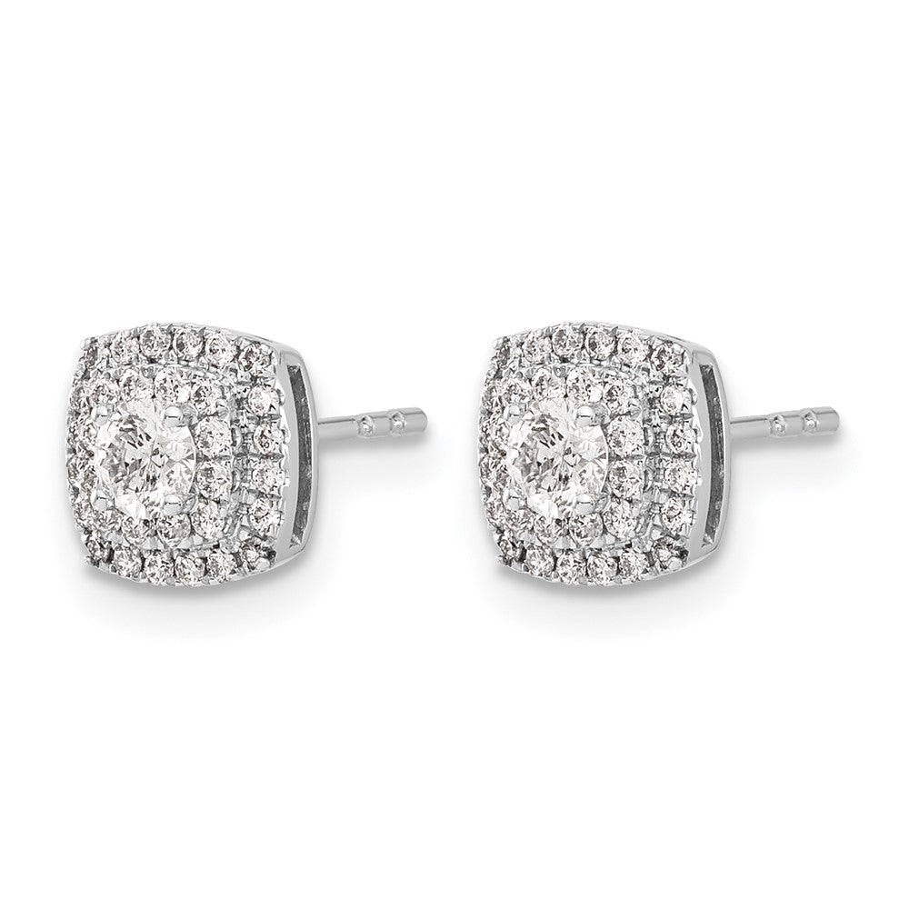 14K Weißgold Diamant-Halo-Ohrstecker