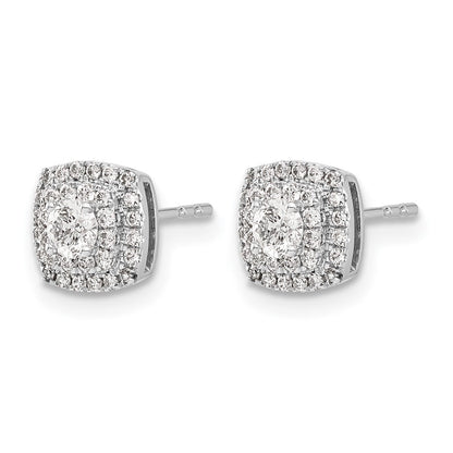 14K Weißgold Diamant-Halo-Ohrstecker