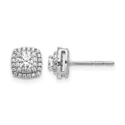 14K Weißgold Diamant-Halo-Ohrstecker