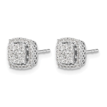 14K Weißgold Ohrstecker mit 0,5 ct. Laborgezüchteten Diamanten VS/SI+ G+ im Doppel-Halo-Design