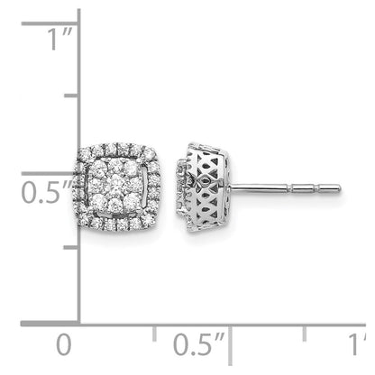 14K Weißgold Ohrstecker mit 0,5 ct. Laborgezüchteten Diamanten VS/SI+ G+ im Doppel-Halo-Design