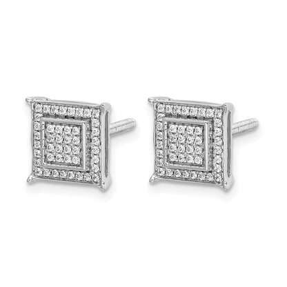 10K Weißgold Diamant Klein Doppelt Quadratisch Zargenfassung Ohrstecker