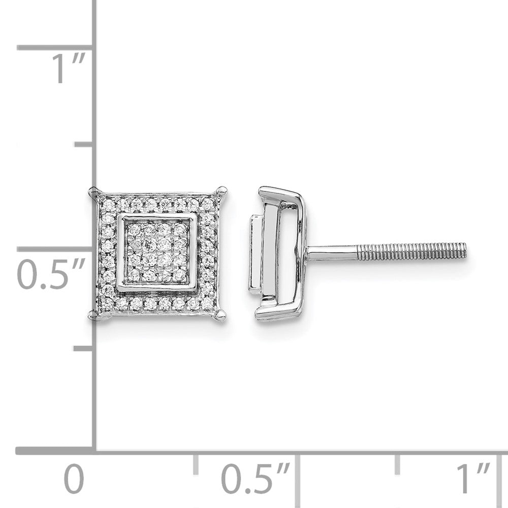 10K Weißgold Diamant Klein Doppelt Quadratisch Zargenfassung Ohrstecker