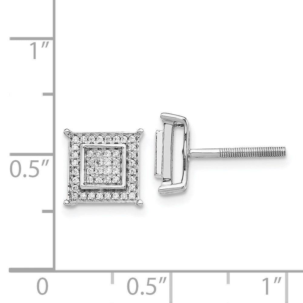 14K Weißgold Ohrstecker mit echten Diamanten in kleiner doppelter quadratischer Zargenfassung