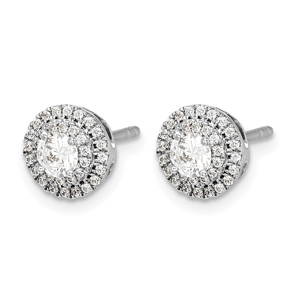 14K Weißgold Diamant-Cluster-Ohrstecker mit echten Diamanten