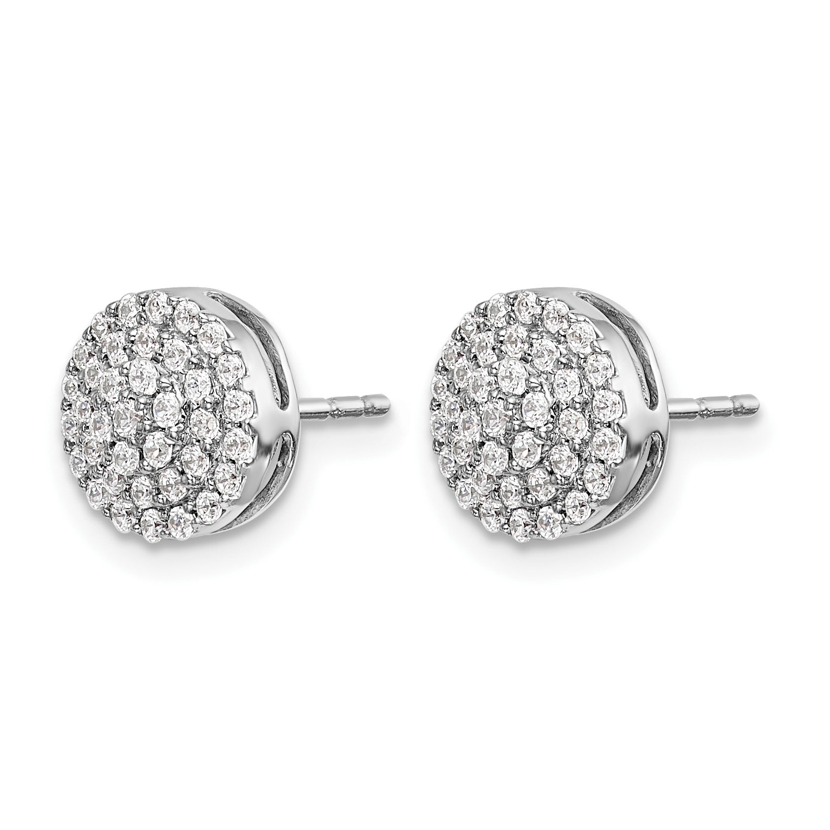14K Weißgold Diamant-Cluster-Ohrstecker, rund