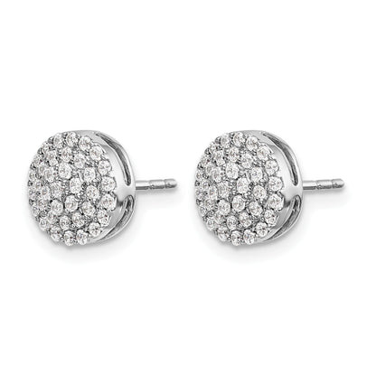 14K Weißgold Diamant-Cluster-Ohrstecker, rund