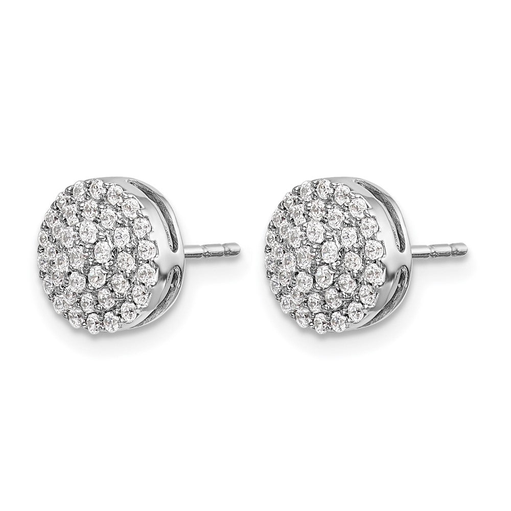 14K Weißgold Diamant-Cluster-Ohrstecker, rund