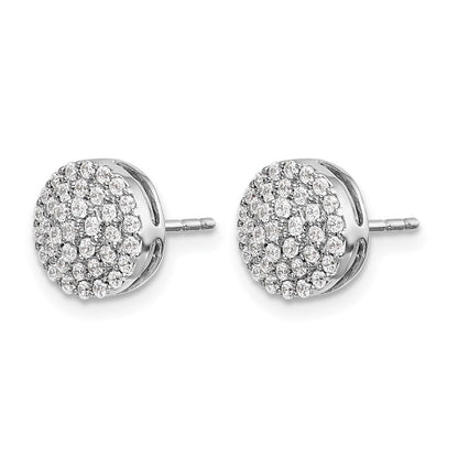 14K Weißgold Diamant-Cluster-Ohrstecker, rund