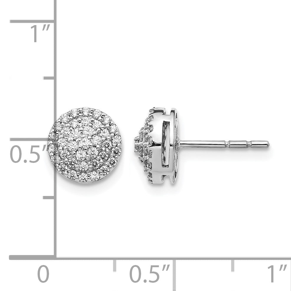 14K Weißgold Diamant-Cluster-Ohrstecker, rund
