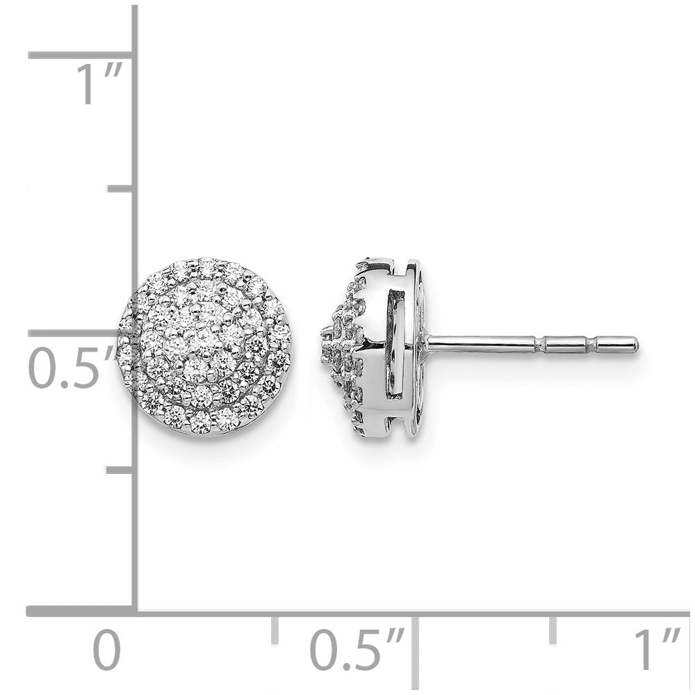 14K Weißgold Diamant-Cluster-Ohrstecker, rund