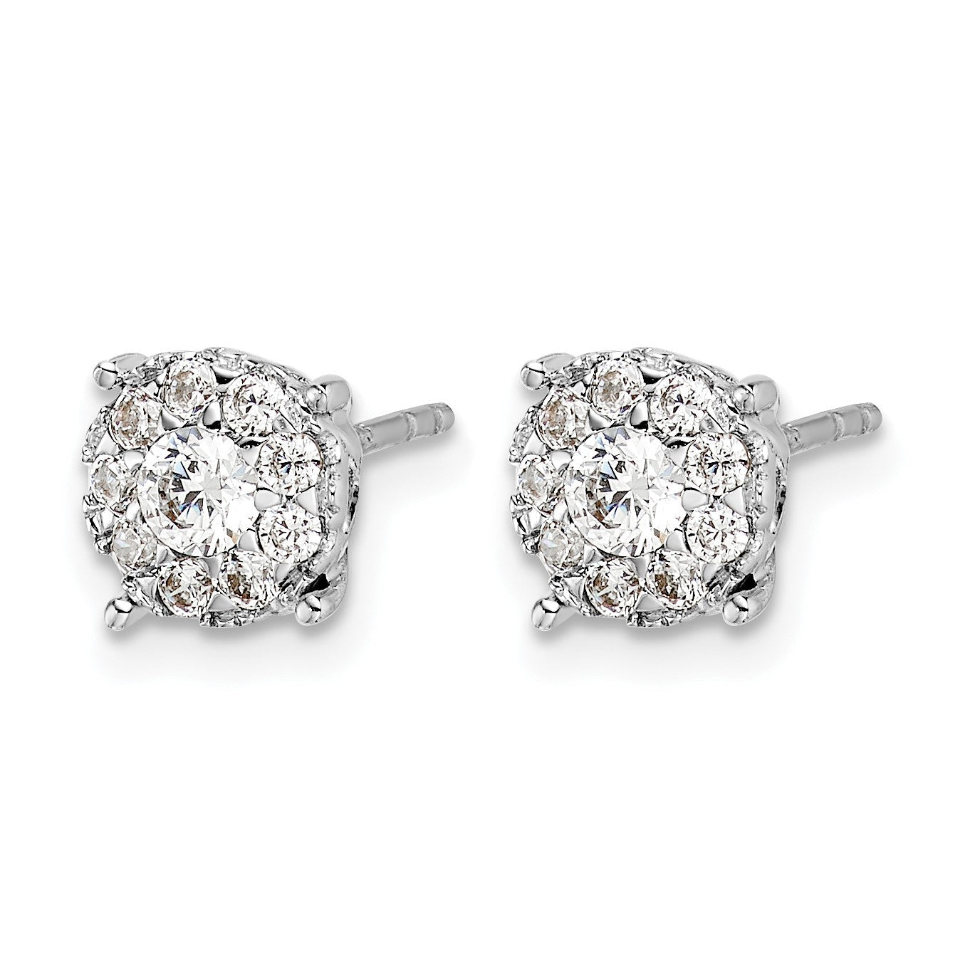14K Weißgold Diamant-Cluster-Ohrstecker