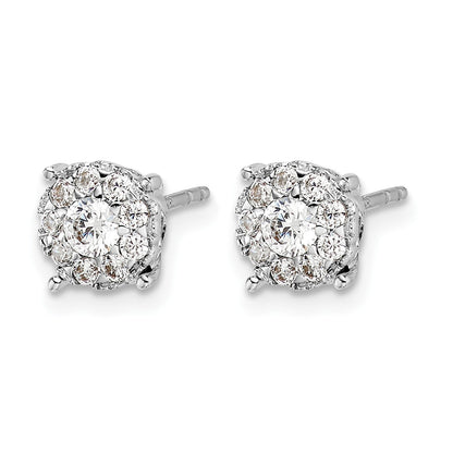 14K Weißgold Diamant-Cluster-Ohrstecker