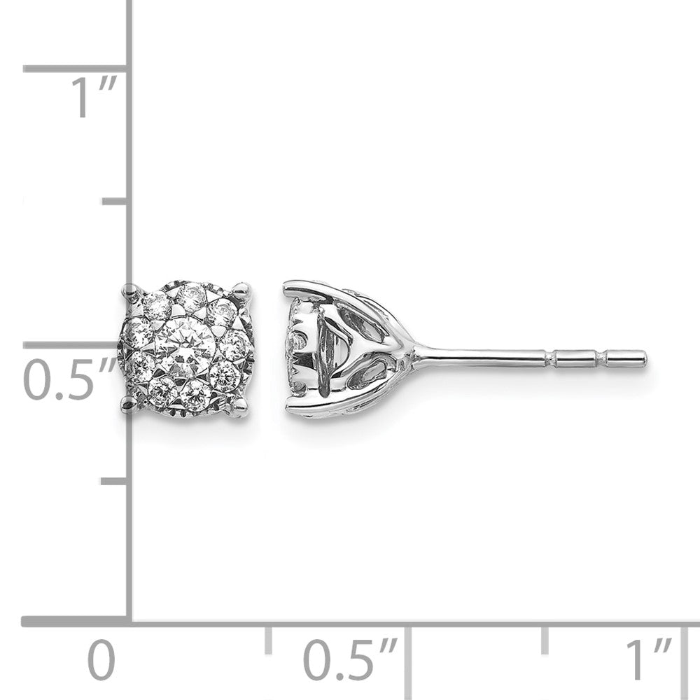 14K Weißgold Diamant-Cluster-Ohrstecker