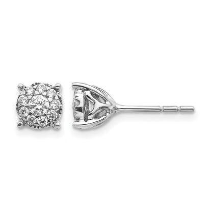 14K Weißgold Diamant-Cluster-Ohrstecker