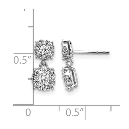 14K Weißgold Ohrhänger mit echten Diamanten im Cluster-Design