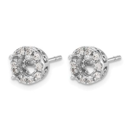 14K Weißgold Ohrstecker-Fassung für echte Diamanten (Semi-Mount)