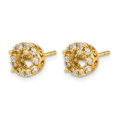 14K Gelbgold Ohrstecker mit echten Diamanten, Semi-Mount