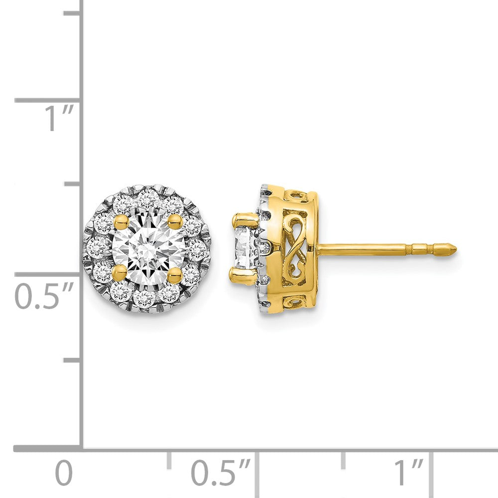 14K Gelbgold Ohrstecker mit echten Diamanten, Semi-Mount