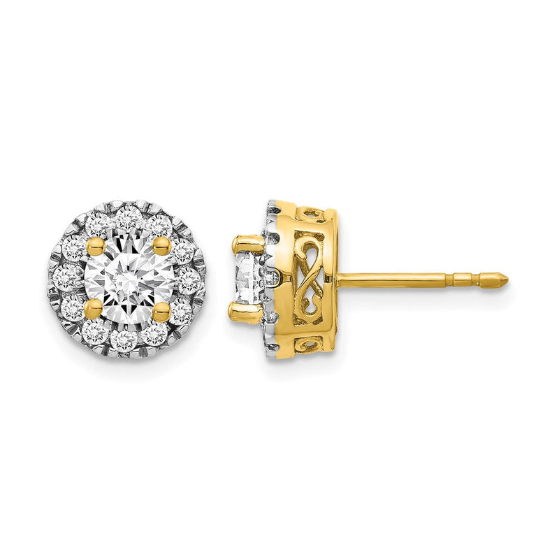 14K Gelbgold Ohrstecker mit echten Diamanten, Semi-Mount