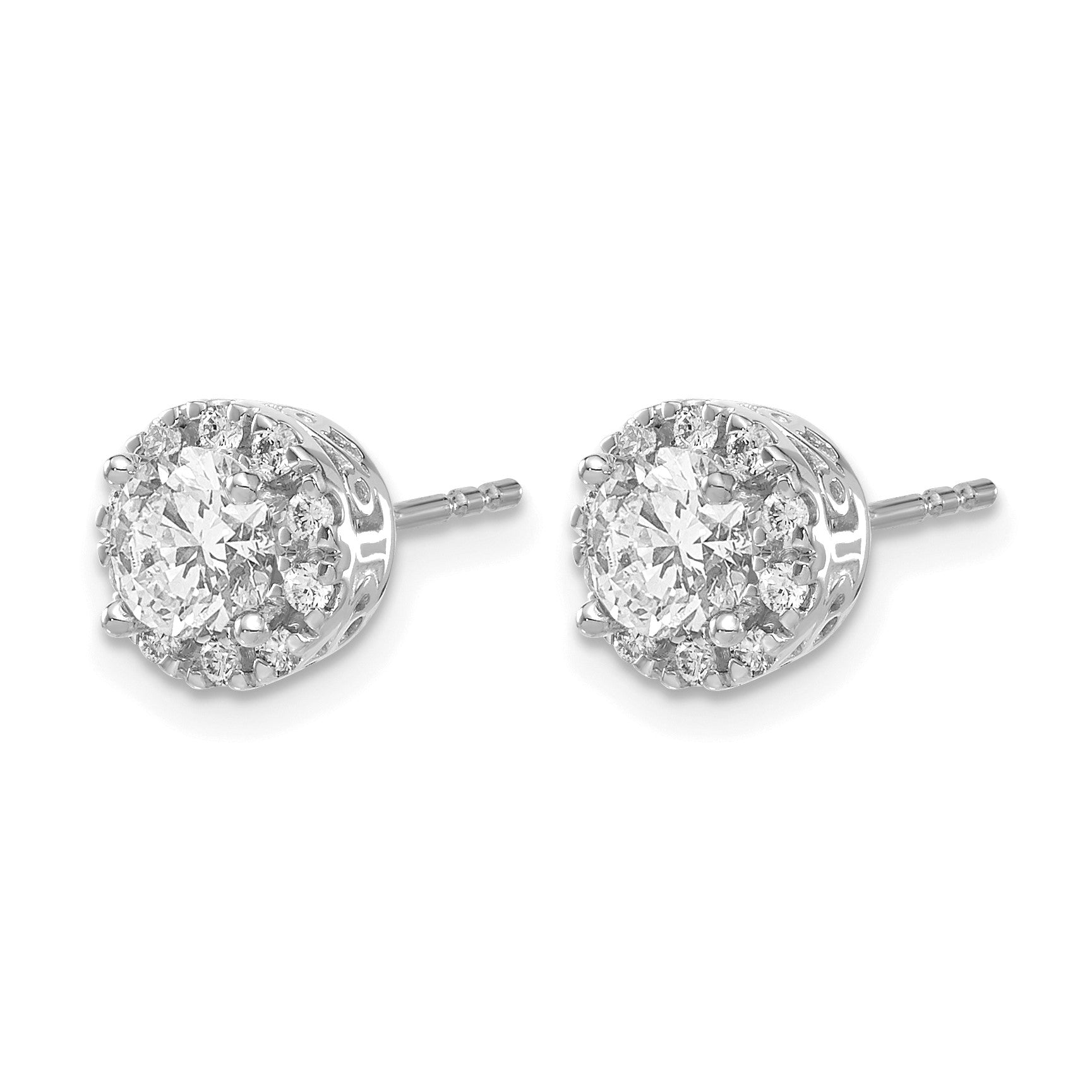 14K Weißgold Diamant-Halbfassung Ohrstecker