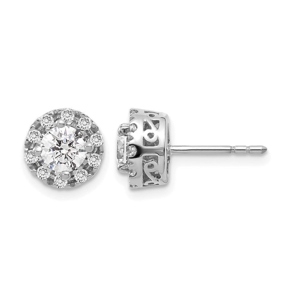 14K Weißgold Ohrstecker mit 1 ct. laborgezüchteten Diamanten VS/SI+ G+ im Halo-Design